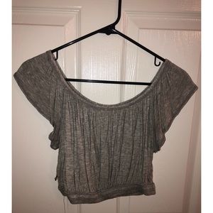 Off shoulder grey crop top
